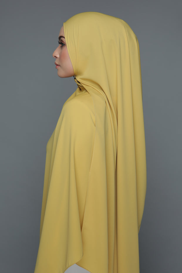 NN Powdered Chiffon Long Shawl (mustard) | Nushee Nurra