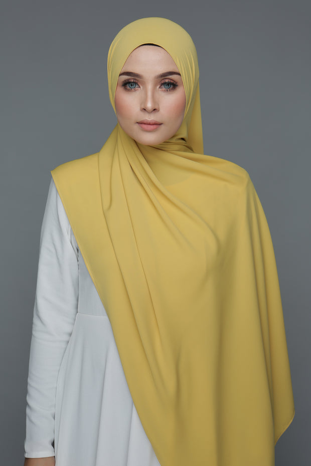 NN Powdered Chiffon Long Shawl (mustard) | Nushee Nurra